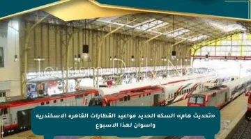 «تحديث هام» السكة الحديد مواعيد القطارات القاهرة الإسكندرية وأسوان لهذا الأسبوع
